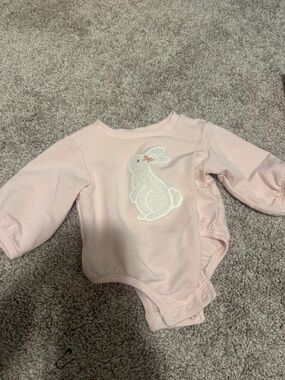 cloud island Pink Bunny Appliqué One-Piece Bodysuit